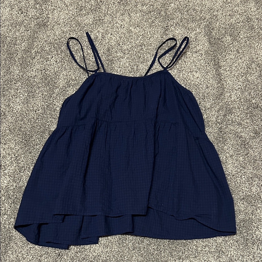 Everlane Babydoll tank in Blue Plaid